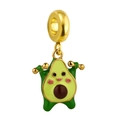 Cartoon Fitness-Avocado-Charm mit goldenen Hanteln für DIY-Schmuck und Armbänder - Fitness Avocado Gold Stil (10)
