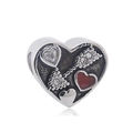 Abalorio de corazón en acero inoxidable con esmalte rojo y circón para pulseras DIY - Corazón de Esmalte Rojo (NO.3)