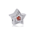 Macro detail of star-shaped bead with red heart stone and pavé cubic zirconia - Red Star Center Five-pointed Star Style (NO.8)