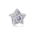Detailed macro view of a star-shaped stainless steel charm with purple and clear crystals - Purple Star Center Five-pointed Star Style (NO.9)