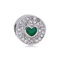 Detail of silver bead with green heart crystal and white cubic zirconia accents - Emerald Green Heart Rhinestone Style (10)