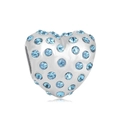 Abalorio de corazón pulido con cristales azul claro brillantes para joyas DIY - Corazón Pavé Azul (NO.6)