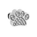 Macro detail of silver paw print charm with sparkling cubic zirconia for DIY bracelets - Pave Cat Paw (13)