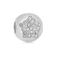 Polished silver star charm bead with micro-pave clear zircons for DIY bracelets - Pave Star Ball (15)