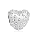Dettaglio macro di perla a forma di cuore in acciaio 316L con cristalli pavé scintillanti - Cuore Pavé Bianco Completo (NO.4)