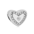 Detail of a 316L heart-shaped bead with cubic zirconia stones for DIY bracelets - Heart Style