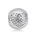 Polished titanium steel heart-shaped charm with textured inner pattern for bracelets - Textured 3D Heart (12)