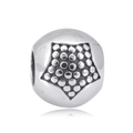 Macro detail of silver star charm bead with textured center for DIY charm bracelets - Star Dot Ball (11)