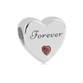Polished heart charm with Forever engraving and red heart zircon for bracelets - Forever Heart Style (NO.4)