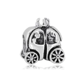 Charm retrò a forma di carrozza di zucca in acciaio inossidabile con corona su riflesso - Stile Carrozza Zucca (NO.6) / Argento