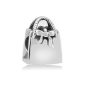 Dettaglio charm borsa in argento con fiocco per bracciali di perline - Stile Borsa a Mano (NO.7) / Argento