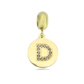 Polished gold D-letter pendant with sparkling rhinestones and a large bail for necklaces - Letter D