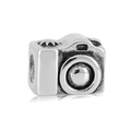 Macro shot of vintage silver camera charm pendant for DIY beaded bracelets - Camera Style (NO.1) / Silver