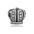 Macro detail of a vintage crown DIY charm bead made of oxidized S925 sterling silver - Vintage Oxidized Crown (27)