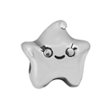 Detailed macro view of a silver star charm bead featuring a cartoon smiley face design - Smiling Star (31)