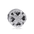 Detail of silver clover charm with sparkling zircon pave and hollow heart pattern - Four Leaf Clover Heart Hollow Style (12)