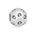 Macro detail of a silver DIY charm bead featuring sparkling heart-shaped crystal engravings - Faceted Rhinestone Ball (8)