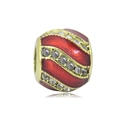 Vergulde roestvrijstalen kraal met rood email en strass voor DIY-armbanden - Goud - Rode Emaille Strass Bol (NO.7)