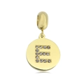 Polished gold round pendant featuring a crystal-encrusted letter E for necklaces - Letter E