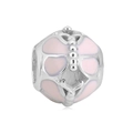 Polished silver charm with a pink dragonfly enamel design for DIY snake chain bracelets - Pink Enamel Dragonfly Style (NO.2)