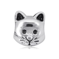 Macro detail of cat head charm bead with black enamel accents for DIY jewelry - Enamel Cat Head (10)