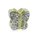 Macro shot of gold butterfly bead with shimmering cubic zirconia for DIY bracelets - Gold - Hollow Butterfly (NO.2)