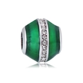 316L stainless steel emerald green enamel bead charm with sparkling zircon inlay - Emerald Green Enamel With Rhinestone Style (NO.5)