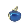 Charm a forma di mela blu in acciaio inossidabile placcato oro 18k per bracciali - Stile Mela Smaltata Blu (NO.9)