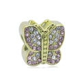 Macro detail of golden butterfly charm with pink and white crystal wing inlay - Gold - Rhinestone Butterfly (NO.1)