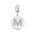 Ronde hanger van titaniumstaal met letter M in kristallen zetting voor DIY ketting - Letter M