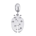 Polished stainless steel ladybug pendant charm featuring six white zircon stones for jewelry - White Ladybug Pattern (NO.9)