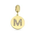 Gold plated stainless steel letter M pendant with sparkling crystal rhinestone inlay - Letter M