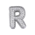 Mikro-pavé Zirkonia Buchstabe R Anhänger in poliertem Silber-Finish für Damen - Anhänger Und Kugelkette / Groß / Buchstabe R