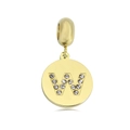 Polished gold charm pendant with sparkling rhinestone inlay showing letter W design - Letter W
