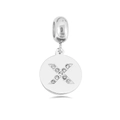 Zilveren roestvrijstalen ronde bedel met kristallen letter X voor DIY sieraden - Letter X