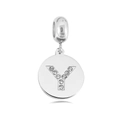 Roestvrijstalen ronde hanger met kristallen letter Y voor DIY-sieraden maken - Letter Y