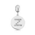 Gepolijste roestvrijstalen ronde hanger met letter Z en micro-pave zirkonia stenen - Letter Z