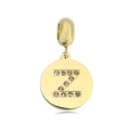 Polished gold round pendant featuring letter Z charm with crystal stones inlay - Letter Z