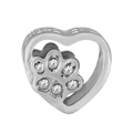 Silver hollow heart pendant with pet paw print design and sparkling crystal inlay - Hollow Paw Heart (6)