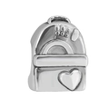 Silver backpack charm with heart relief for DIY bracelets and beaded jewelry - Heart Backpack (14)