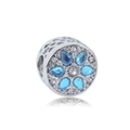 Silver flower charm with blue pear-cut crystals and white zircons for DIY bracelets - Blue Six-Petal Floral Style (4)