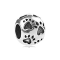 Macro shot of silver ball charm bead with hollow paw prints for DIY charm bracelets - Hollow Paw Print Ball (24)