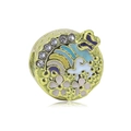 Detail of golden charm with rainbow enamel patterns and clear cubic zirconia stones - Golden Rainbow Dreamy Pattern Style (23)