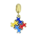 Colgante de pieza de puzzle dorado con esmalte colorido para pulseras de bricolaje - 16