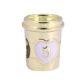 Detalle de abalorio de taza de café con corazón de esmalte blanco para pulseras - 24