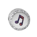 Macro view of a silver-tone musical note charm with purple glitter and pavé crystals - Silver Purple Glitter Music Note Style (28)