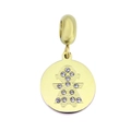 Colgante redondo dorado con cristales púrpuras y motivo de niña para pulseras DIY - 32