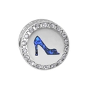 Detailed macro view of silver bead charm with blue high heel inlay and sparkling crystals - Silver Blue High Heel Style (34)