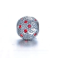 S925 sterling zilveren kerst rendiergewei bedeltje met rode zirkonia steentjes - Vintage Gewei Reliëf Met Rode Strass Stijl (18 ZZ0030)