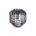 Charm S925 argent sterling battement de cœur avec zircons rouges pour création de bijoux - Style Rythme Cardiaque Pierre Rouge (6 ZZ0044)